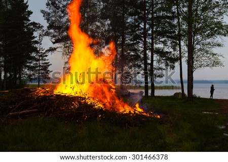 Big bonfire on the lake