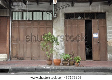 Front Old Brown Open Door