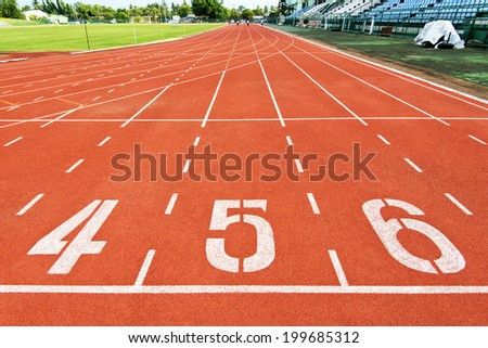 Running track numbers one two three in stadium