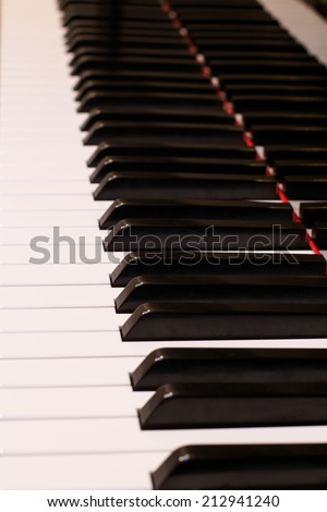 Piano music instrument in black and white