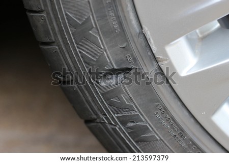 Bangkok Thailand : Aug 28 2014 : Logo on Wheel Maxx - On the road it damaged by driving  on the broken footpath concrete
