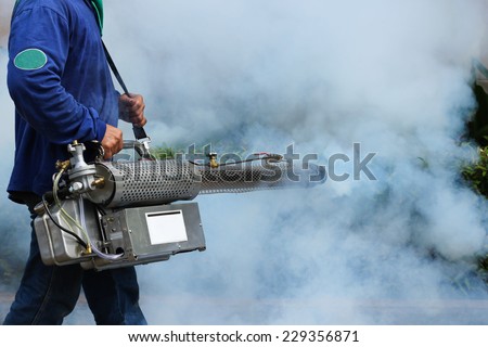 Man Fogging to prevent spread of dengue fever in thailand