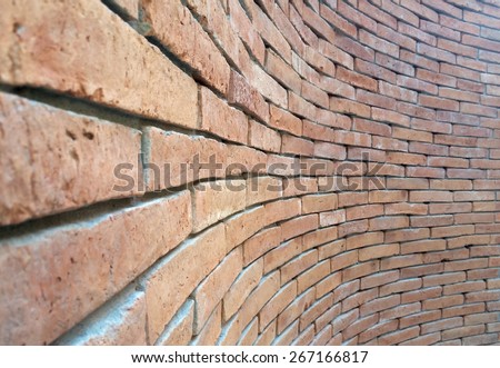 Background of brick wall lay in cruve style and select focus