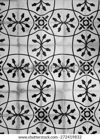 Antique Tiles texture detail decoration in black and white
