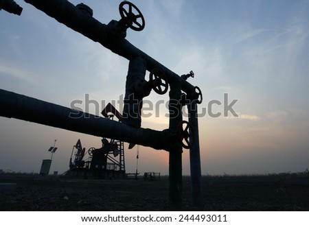 scene of the oil field oil pipeline