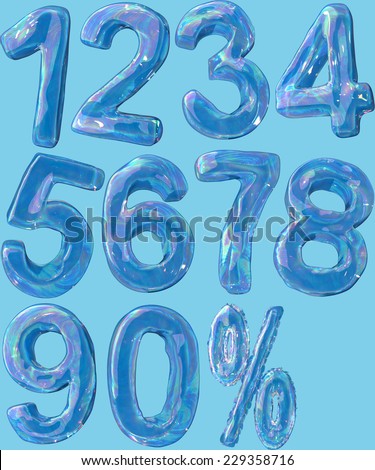 Bubble soap Numbers on blue environment