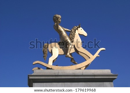 boy on a rocking horse statue, Trafalgar Square, London, England
