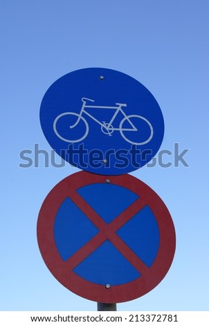 no parking and cycles only sign. road signs