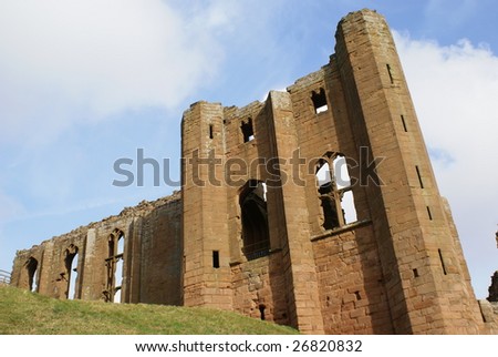 An old historical ruined castle, attraction in England, Uk