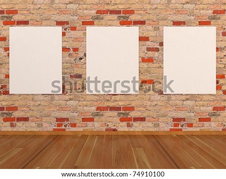 empty frames on brick wall