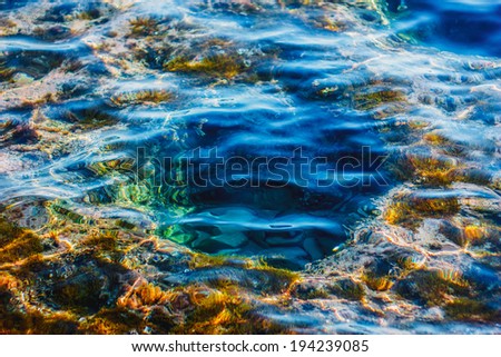 Beautiful sea and beach with corals in turquoise waters. Transparent water.
