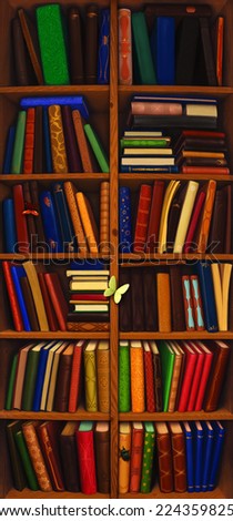 books on the shelves.vertical