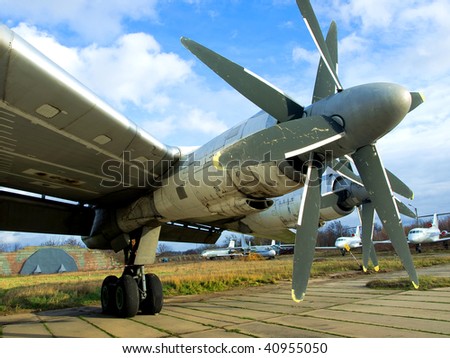 wing of military plane with propellers