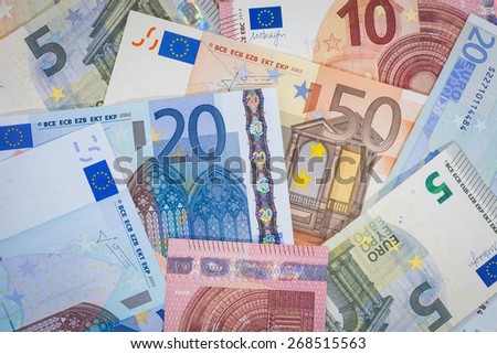Mixed Euro Currency Notes Background