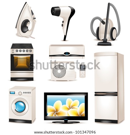 Set Of Household Appliances Icons Stock Vector 101347096 ...