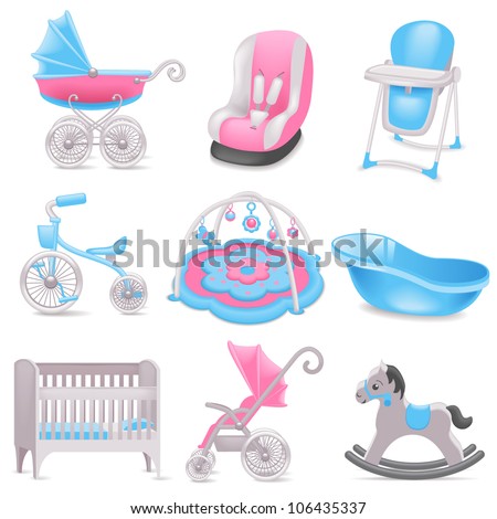 Baby Accessories Icons Stock Vector 106435337 : Shutterstock