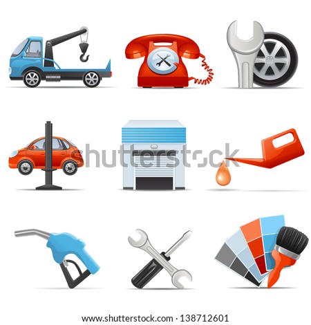 Car service and repair icons Car service and repair icons