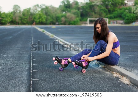 Legs Wearing Roller Skating Shoe, Outdoors