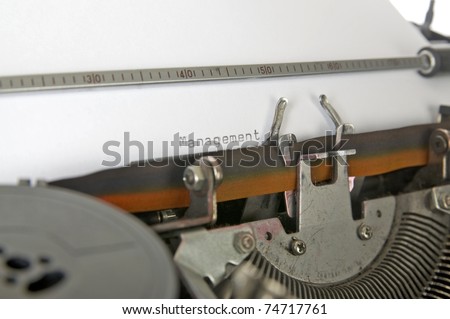 Typing management on the paper, type with typewriter