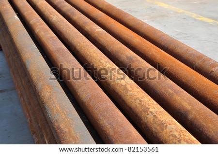 Group of old rusty pipes shot in the outdoor