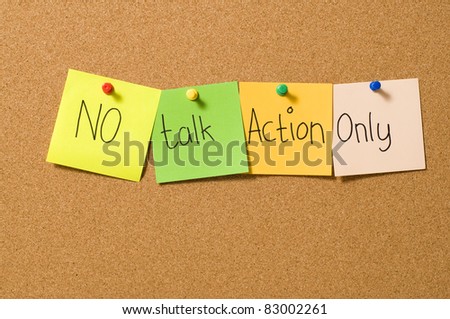 No talk action only writing on the paper attached on the cork board