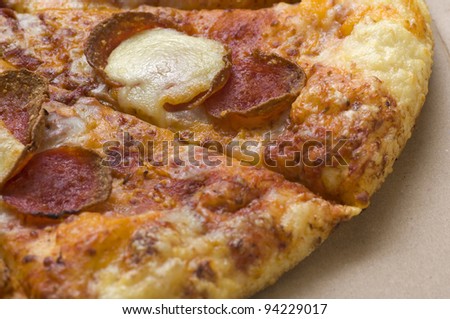 Pepperoni pizza serve when hot, a good food from italia