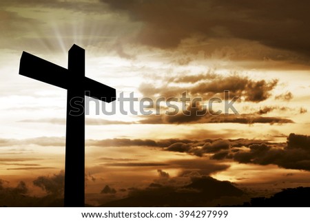 Wooden christian cross. Religious concept image