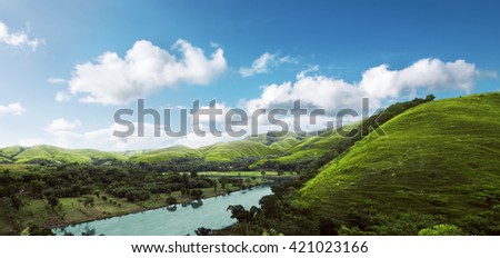 Image of hills panorama landcape on sumba island, indonesia