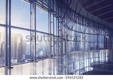 Empty office room on modern building with sunlight