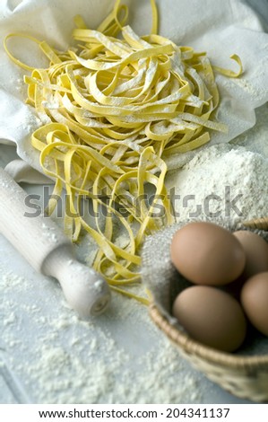 Italian Traditional Food Eggs Pasta Fettuccine