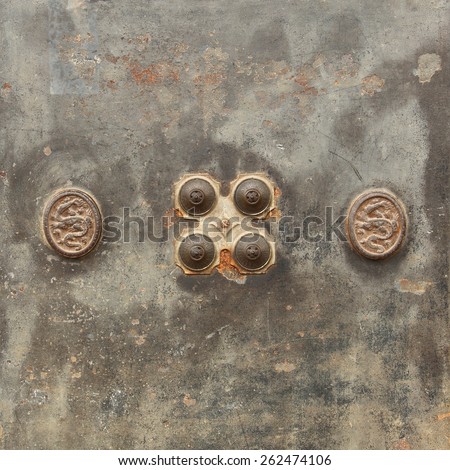 texture of old iron safe with dial safe lock