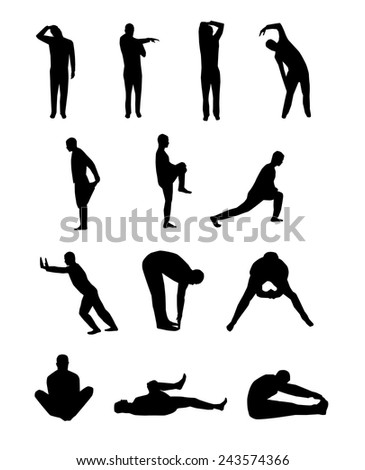 Set of vector stretching silhouettes Set of vector stretching silhouettes