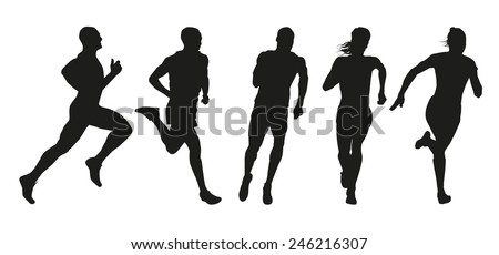 Running People Silhouettes - Vector Set. Collection Of Vector Outlines 