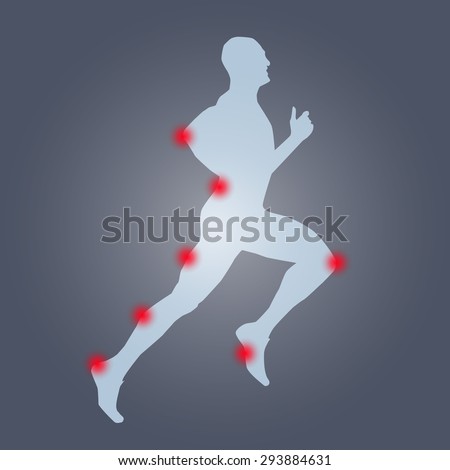 Runner silhouette anatomy. Pain, sport, run, health, hurt, ache, medical, health care