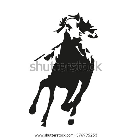 Horse Racing Abstract Vector Illustration, Racehorse Riding - 376995253