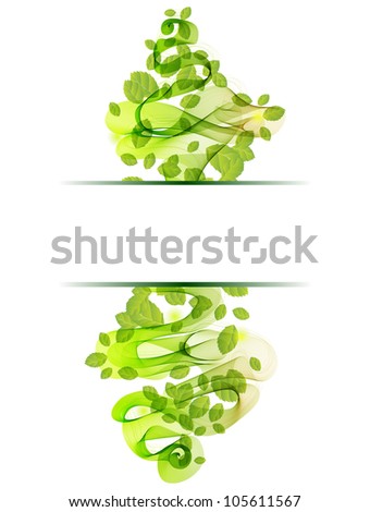 abstract background with fresh green leaves and wave, illustration for your design