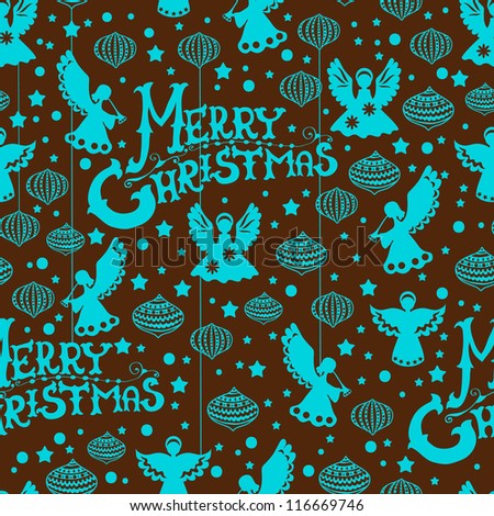 Merry Christmas  seamless color pattern with Angels and toys for design
