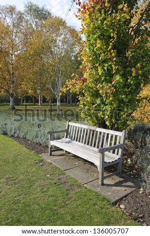 Garden bench in Cambridge Botanic Garden