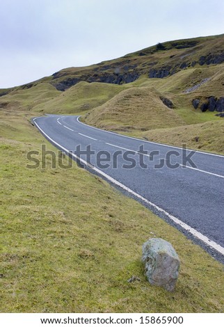 Mountain road in Wales. Black Mountains. Road A4069. February 2007