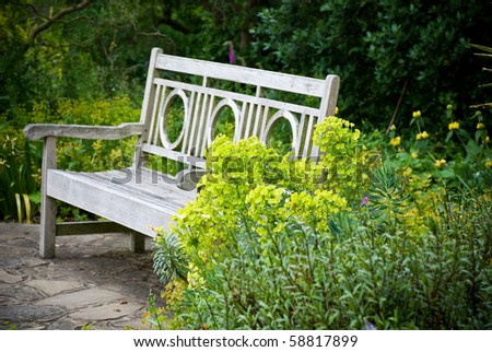 Secret garden. English garden bench