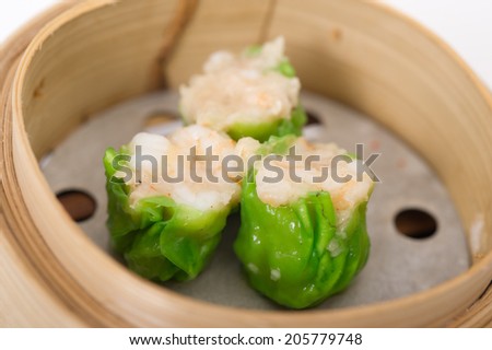 yumcha, dim sum in bamboo steamer, chinese cuisine