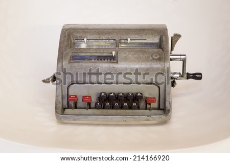 writing machine,Antique typewriter against a crisp white backdrop.