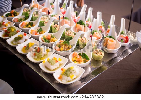 canapes on toothpicks , appetizer, pinchos , spanish food ,delicious finger food,