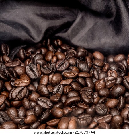 Roasted Coffee Beans background texture. Arabic roasting coffee - ingredient of hot beverage. Brown coffee beans for background and texture,roasted coffee beans, can be used as a background