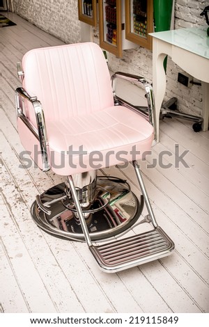 A Barber Shop with Old Fashioned Chrome chair,Hair salon