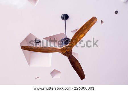 Wooden ceiling fan in classic tropical style,Classical wood ceiling fan with white glass lamps