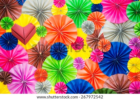 Colorful Circle shape folding paper background, colorful decorative folding paper background