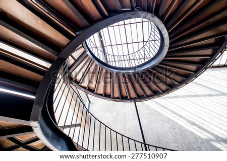spiral staircase,Upside view of a spiral staircase,Old Spiral Staircase
