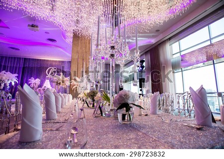 The elegant dinner table.,Table setting for an event party or wedding reception
