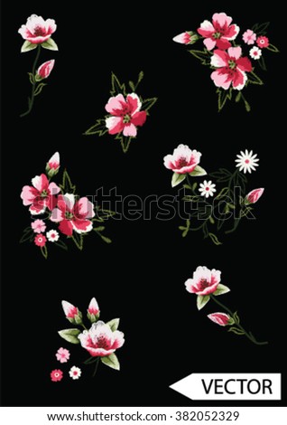 flowers embroidery graphic designs